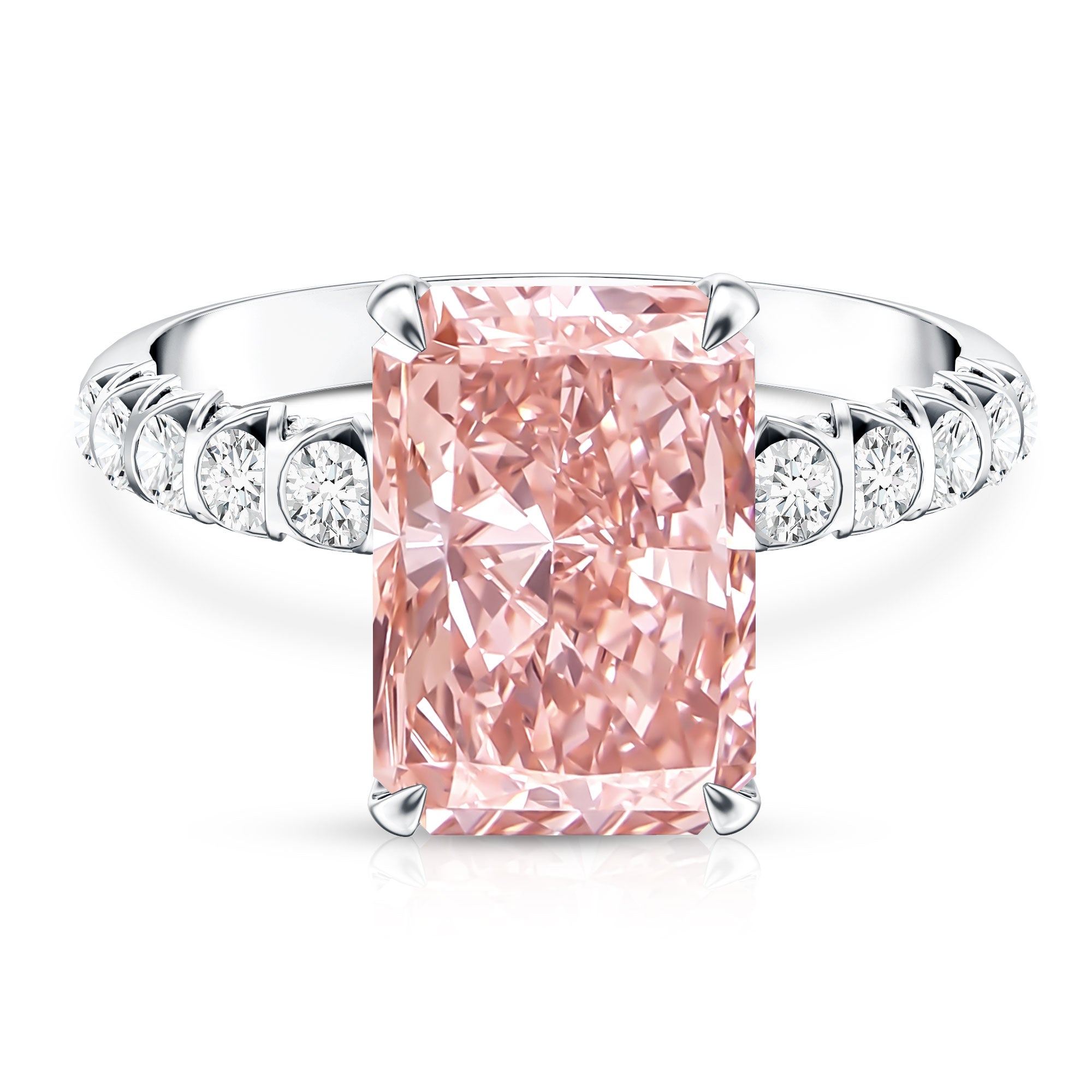 Rosec Jewels-5 Carat Radiant Lab Grown Pink Diamond Huge Statement Ring with IGI Certificate