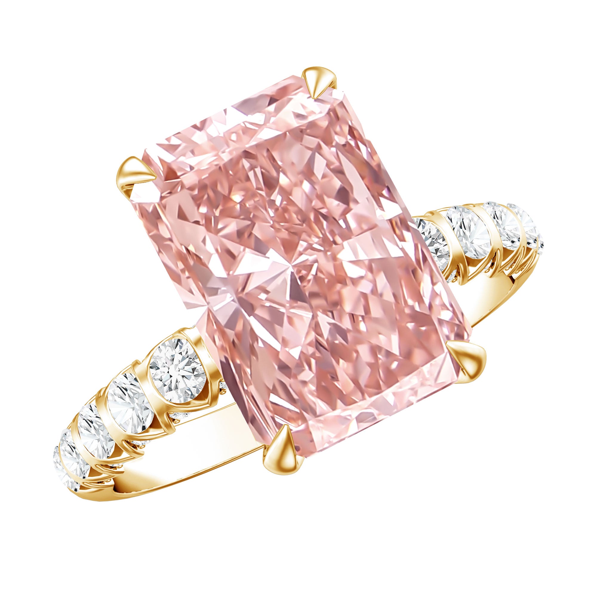Rosec Jewels-5 Carat Radiant Lab Grown Pink Diamond Huge Statement Ring with IGI Certificate