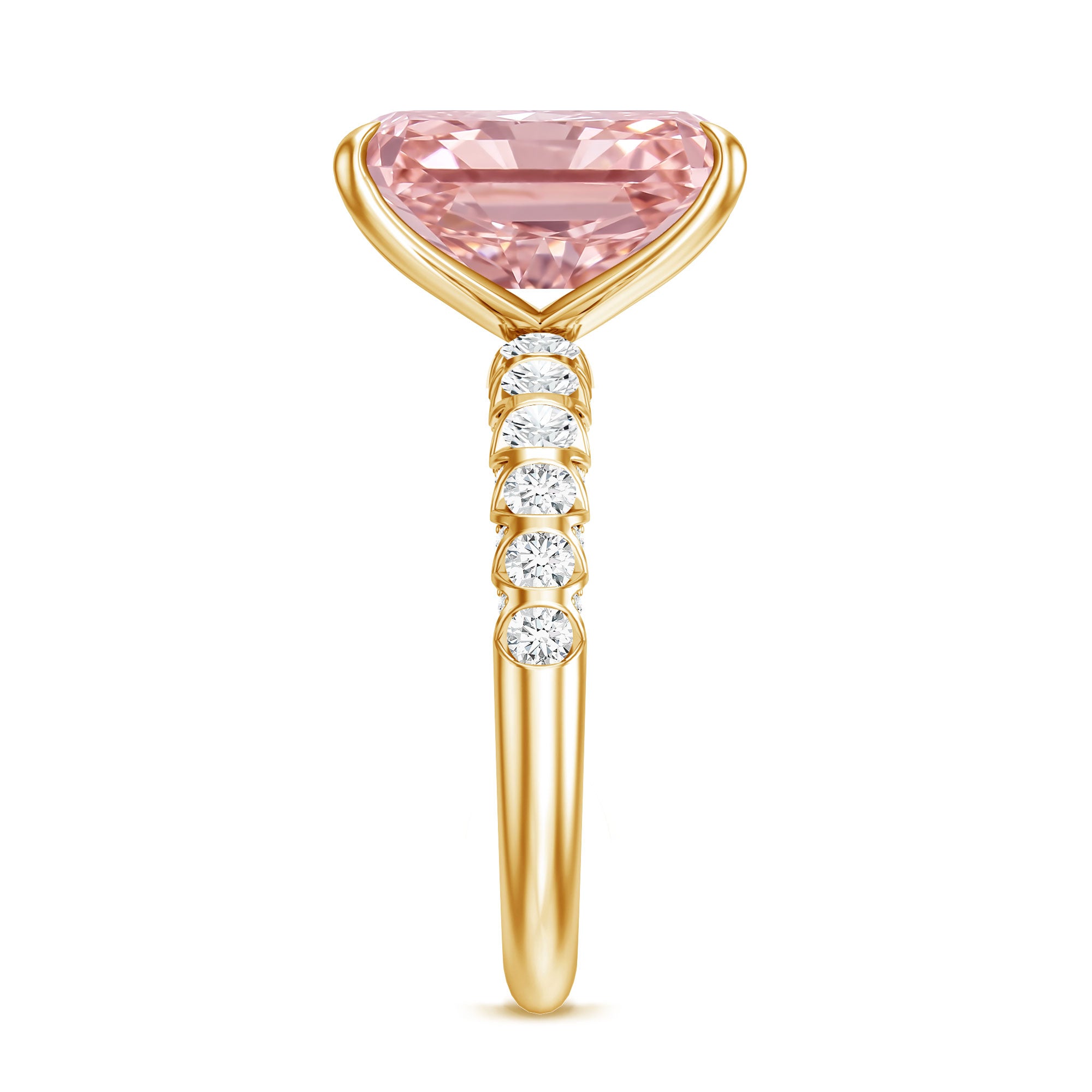 Rosec Jewels-5 Carat Radiant Lab Grown Pink Diamond Huge Statement Ring with IGI Certificate