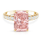 Rosec Jewels-5 Carat Radiant Lab Grown Pink Diamond Huge Statement Ring with IGI Certificate