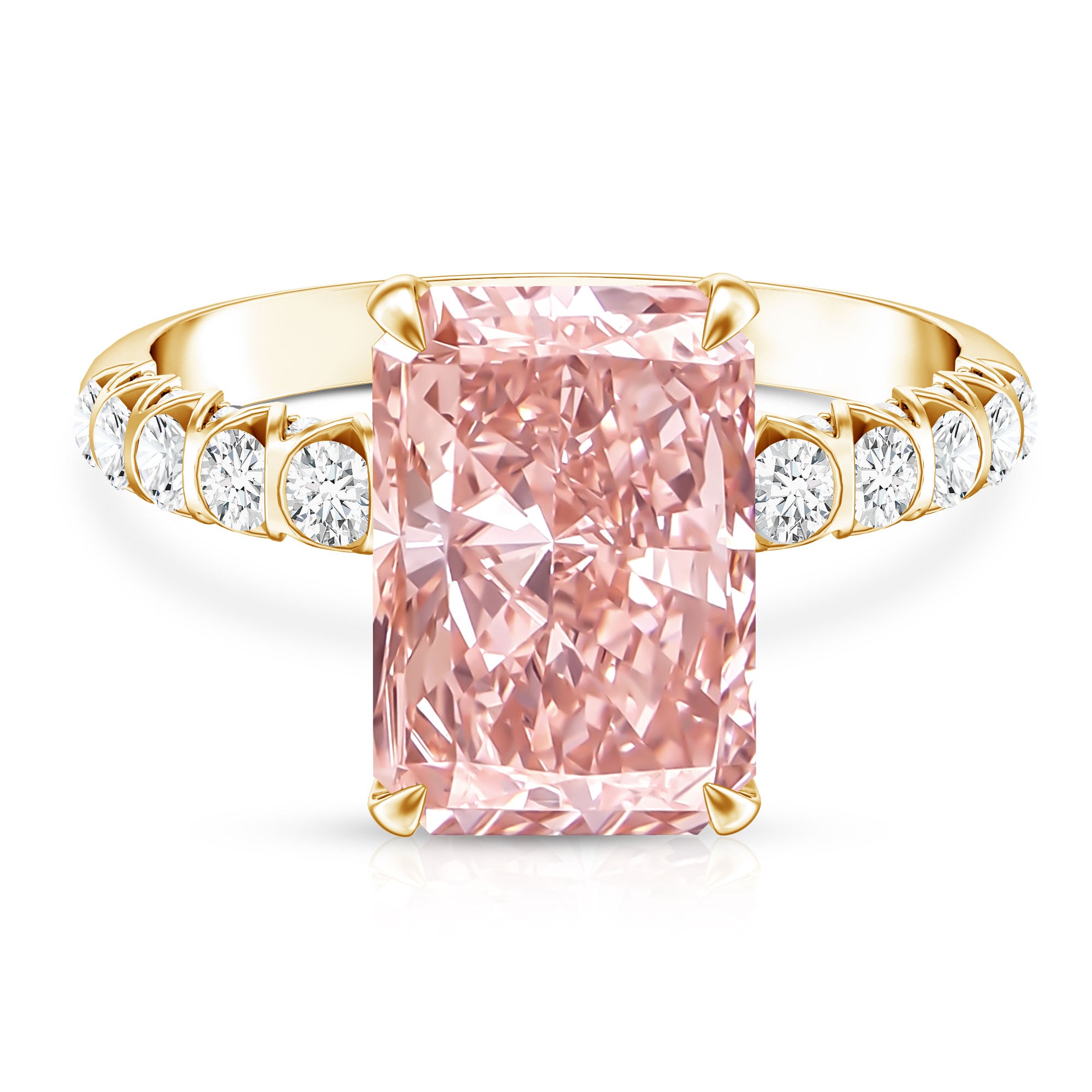 Rosec Jewels-5 Carat Radiant Lab Grown Pink Diamond Huge Statement Ring with IGI Certificate