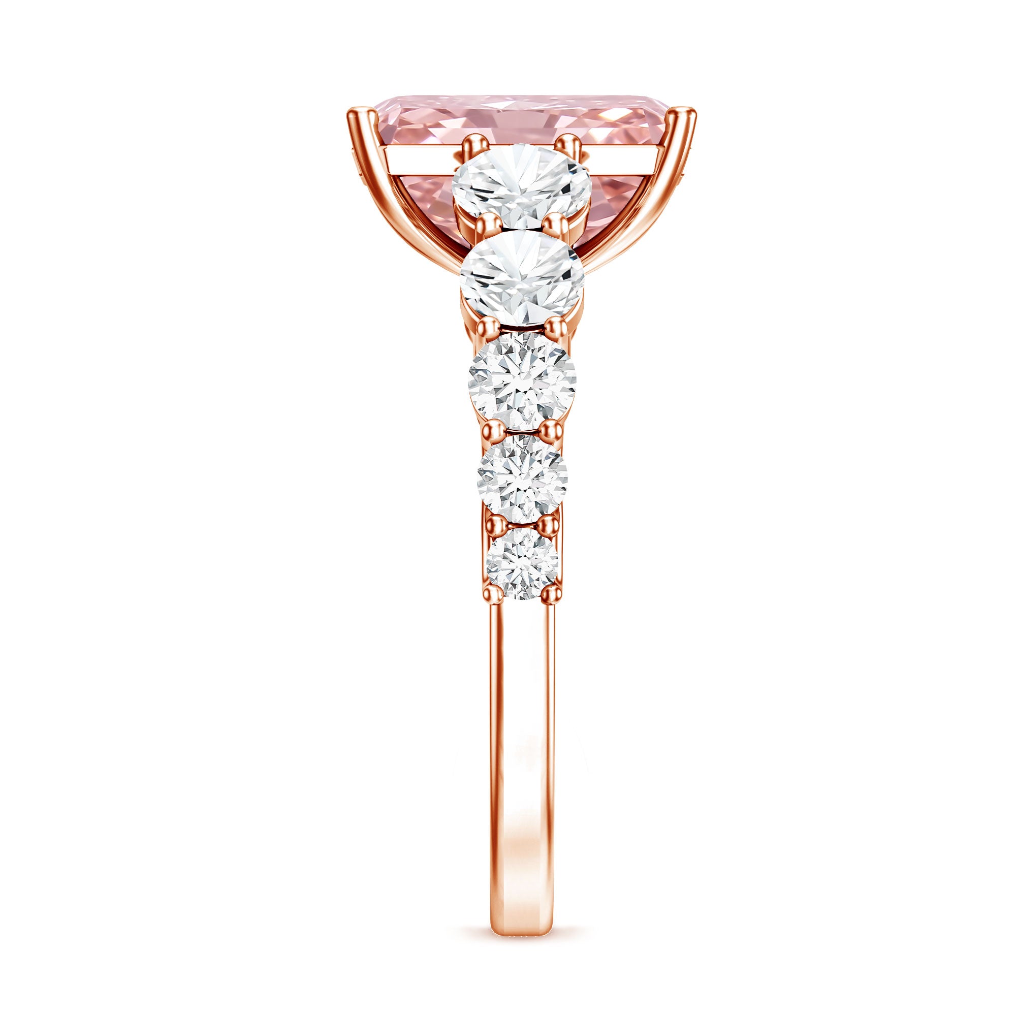 Rosec Jewels-IGI Certified 3 Ct Lab Grown Pink and White Diamond Side Stone Engagement Ring