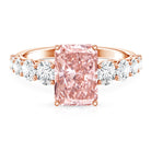 Rosec Jewels-IGI Certified 3 Ct Lab Grown Pink and White Diamond Side Stone Engagement Ring