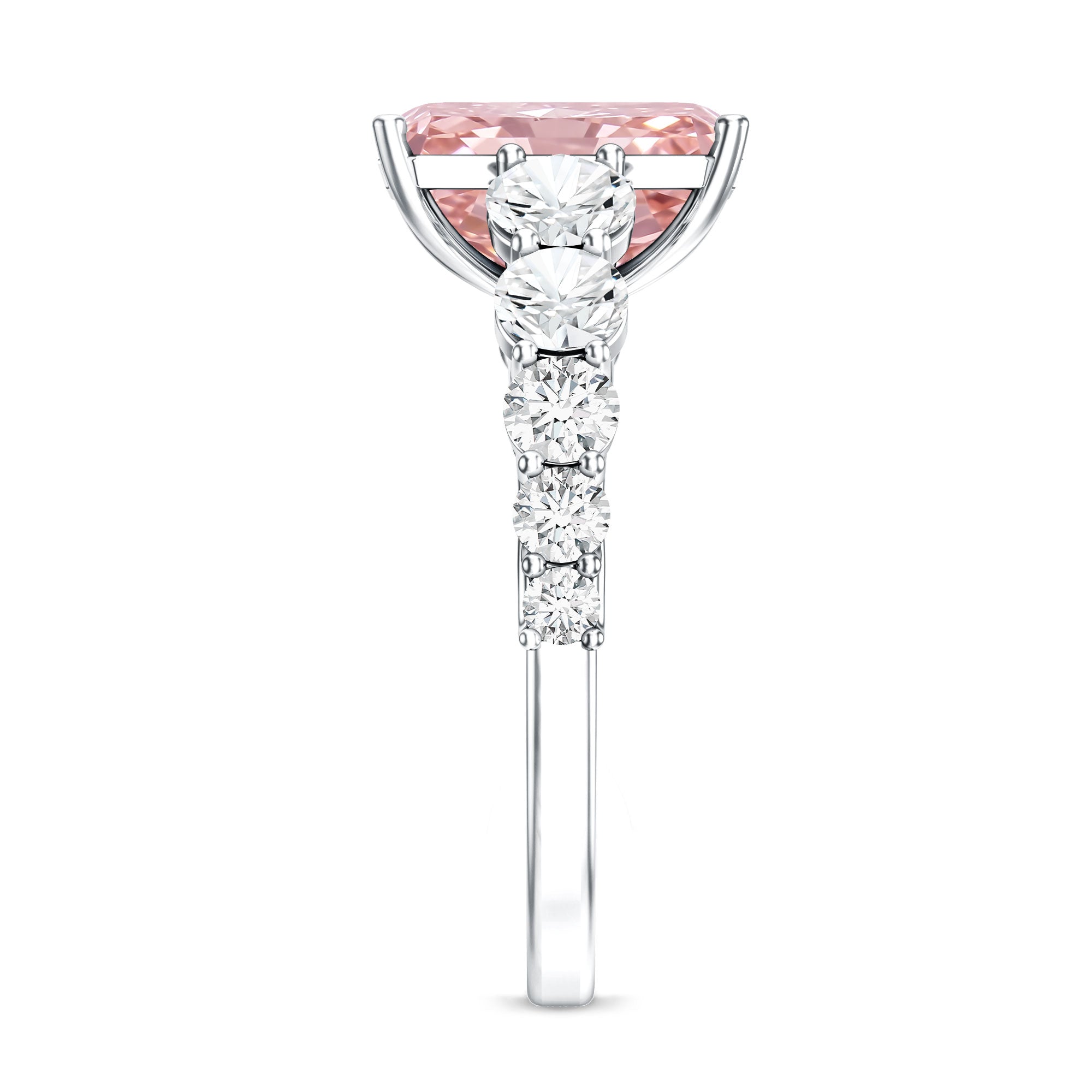 Rosec Jewels-IGI Certified 3 Ct Lab Grown Pink and White Diamond Side Stone Engagement Ring