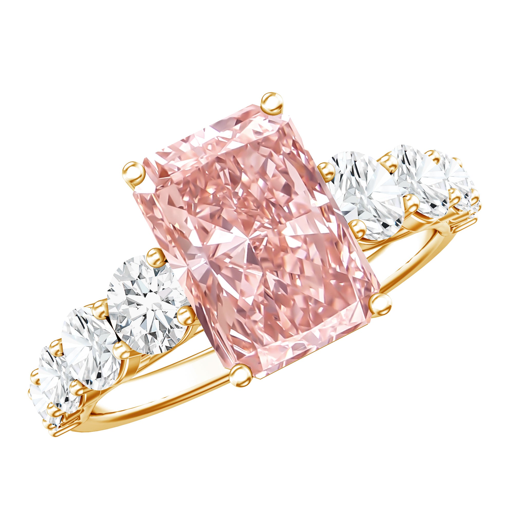 Rosec Jewels-IGI Certified 3 Ct Lab Grown Pink and White Diamond Side Stone Engagement Ring