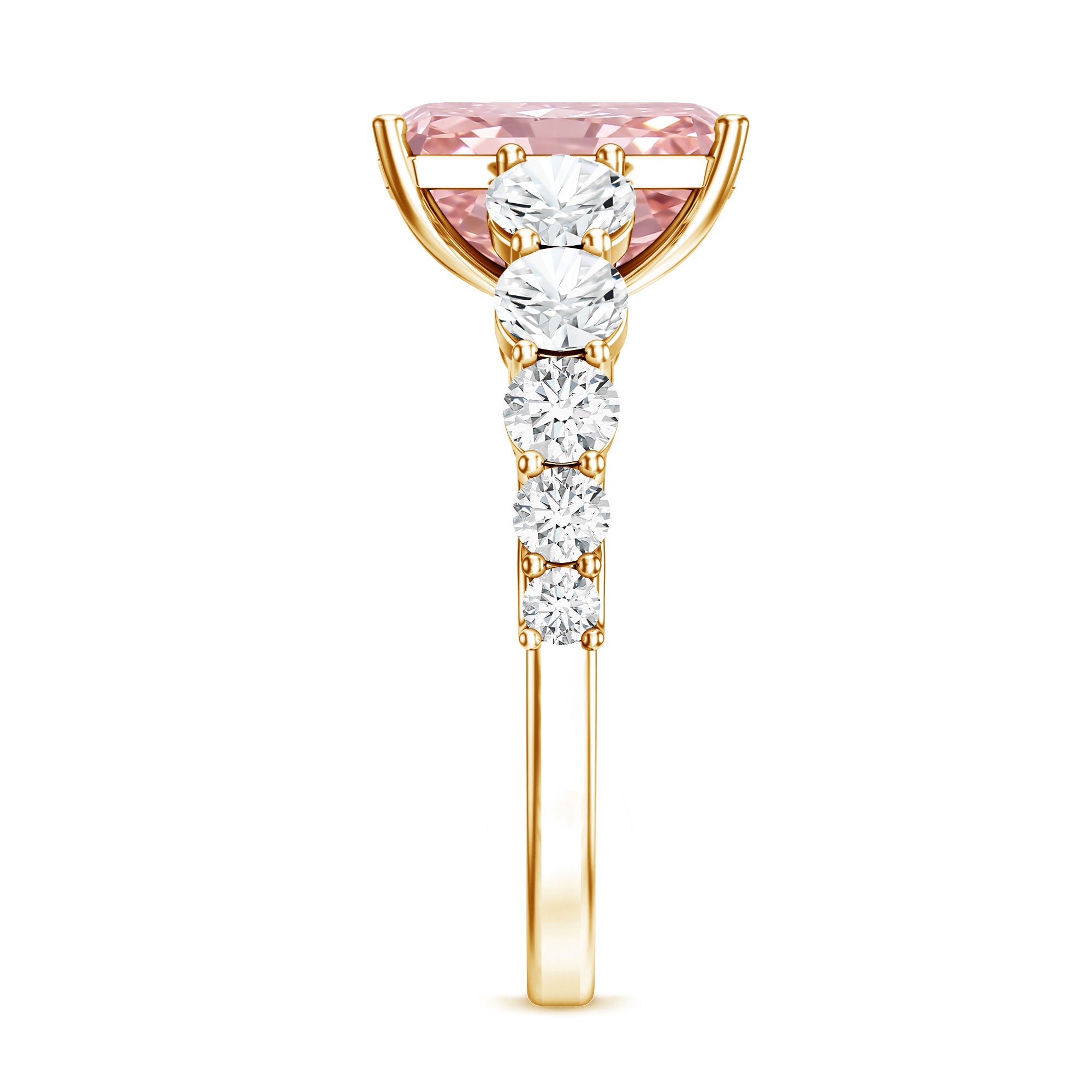 Rosec Jewels-IGI Certified 3 Ct Lab Grown Pink and White Diamond Side Stone Engagement Ring
