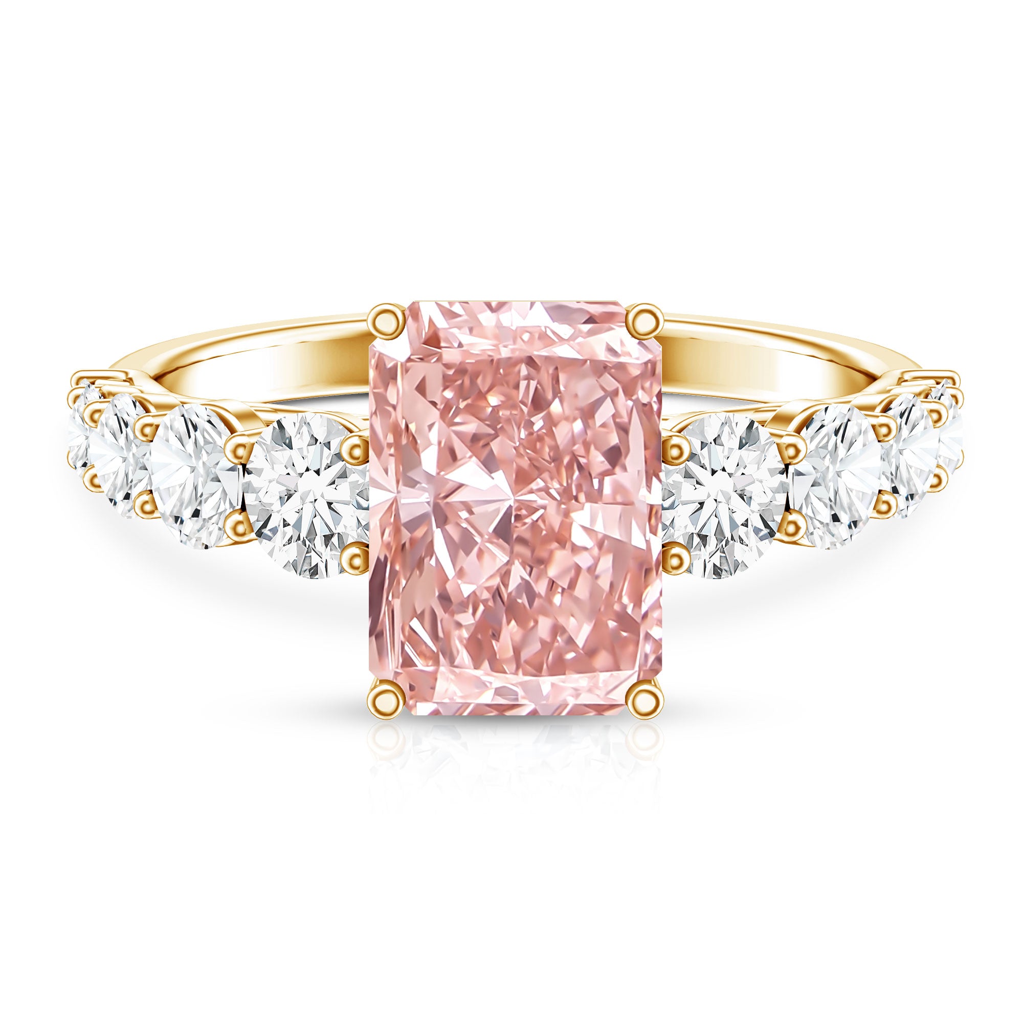 Rosec Jewels-IGI Certified 3 Ct Lab Grown Pink and White Diamond Side Stone Engagement Ring