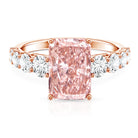 Rosec Jewels-IGI Certified Radiant Cut Lab Grown 4 Carat Pink Diamond Engagement Ring with Side Stones