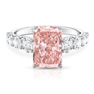 Rosec Jewels-IGI Certified Radiant Cut Lab Grown 4 Carat Pink Diamond Engagement Ring with Side Stones