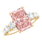 Rosec Jewels-IGI Certified Radiant Cut Lab Grown 4 Carat Pink Diamond Engagement Ring with Side Stones