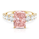 Rosec Jewels-IGI Certified Radiant Cut Lab Grown 4 Carat Pink Diamond Engagement Ring with Side Stones