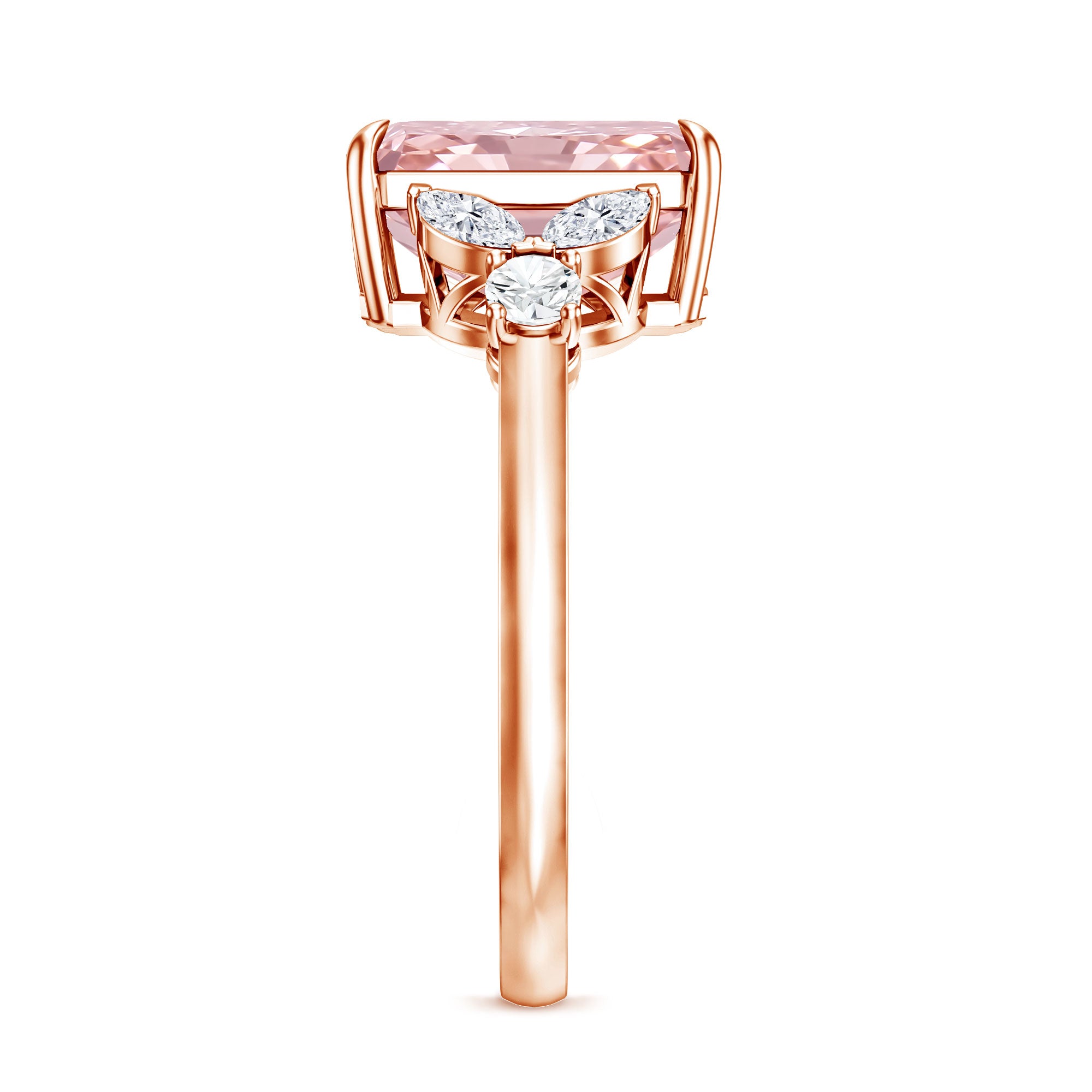 Rosec Jewels-3 Carat Radiant Cut Lab Pink Diamond Engagement Ring IGI Certified