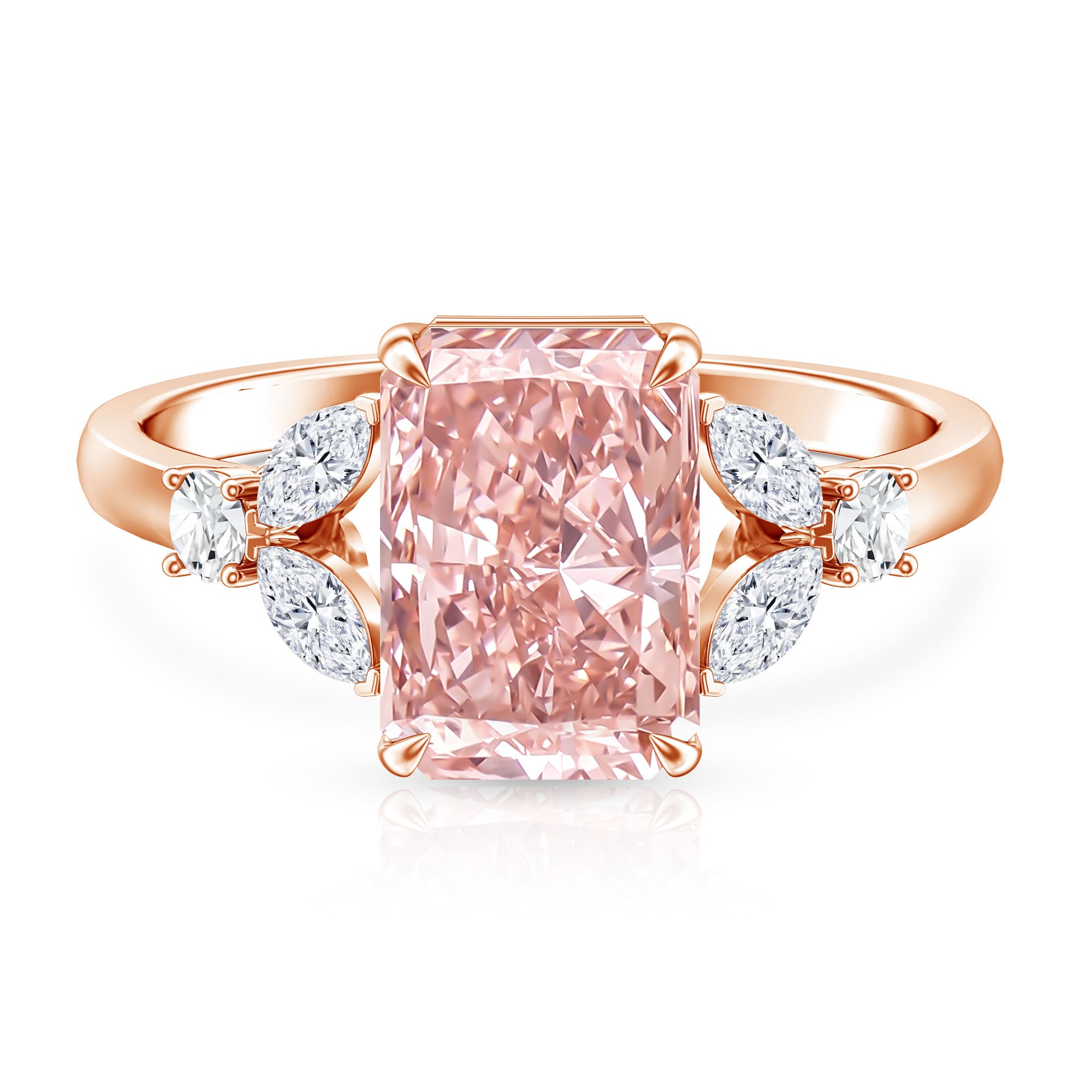 Rosec Jewels-3 Carat Radiant Cut Lab Pink Diamond Engagement Ring IGI Certified