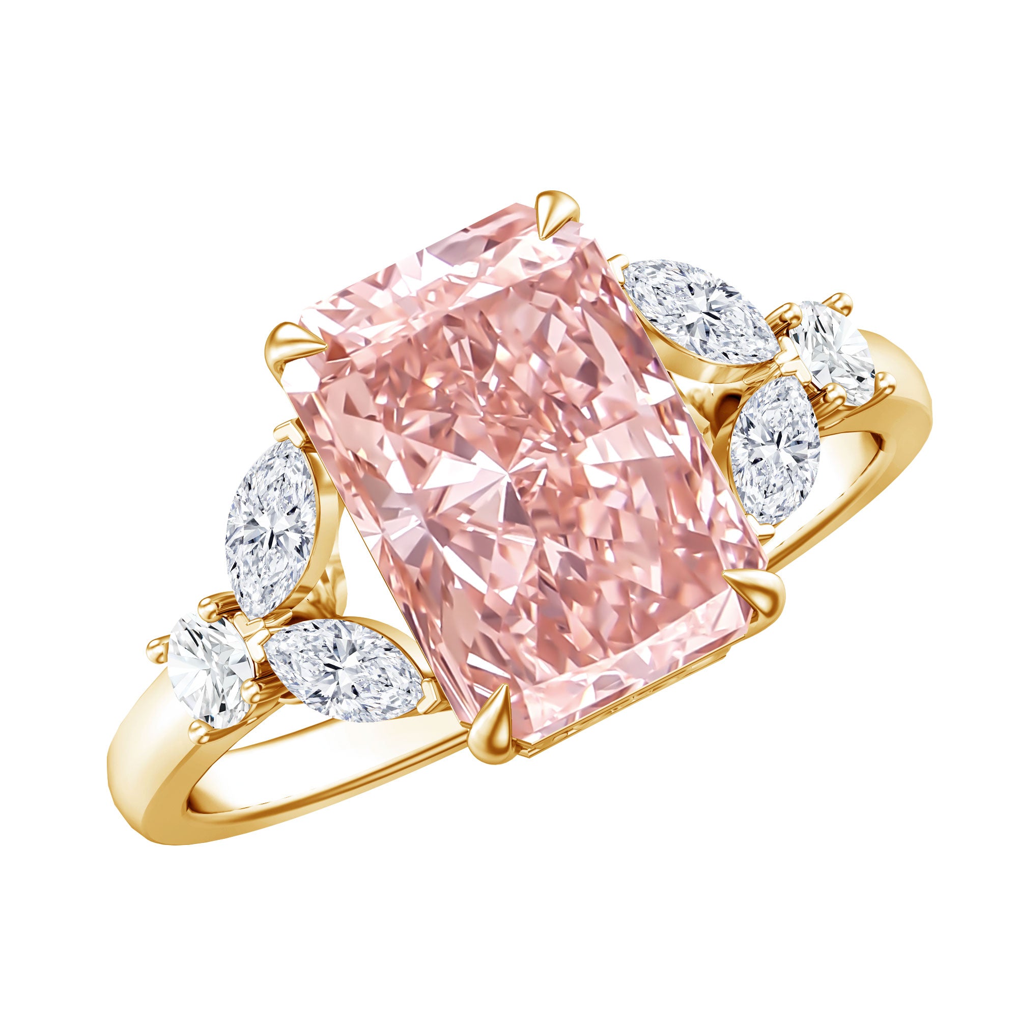 Rosec Jewels-3 Carat Radiant Cut Lab Pink Diamond Engagement Ring IGI Certified