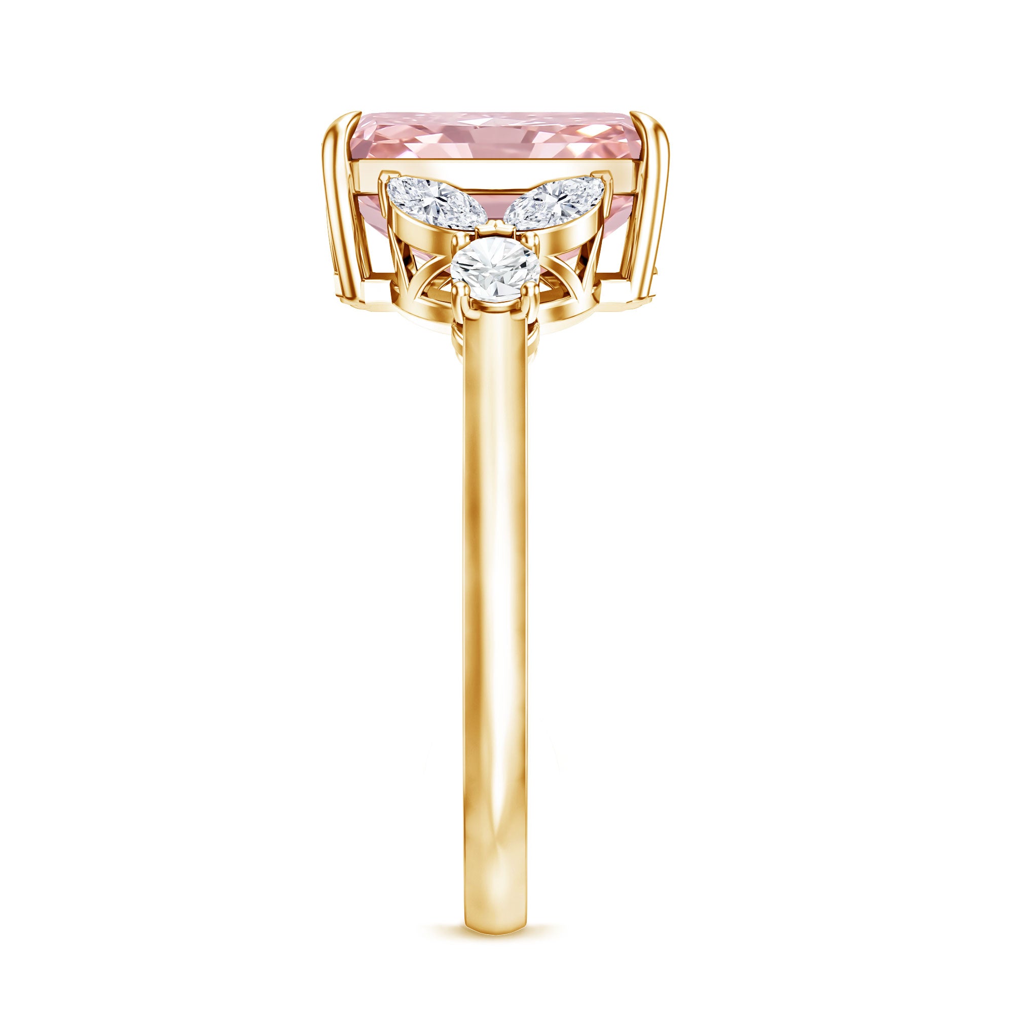 Rosec Jewels-3 Carat Radiant Cut Lab Pink Diamond Engagement Ring IGI Certified