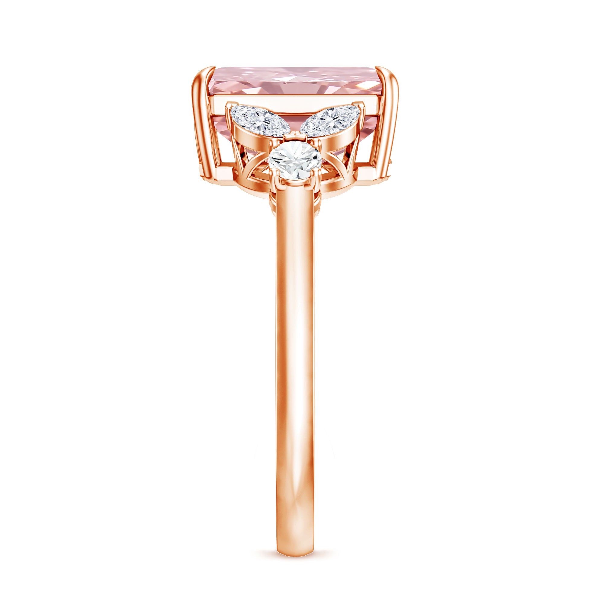 Rosec Jewels-Lab Grown 4 Carat Radiant Cut Pink Diamond Statement Engagement Ring IGI Certified