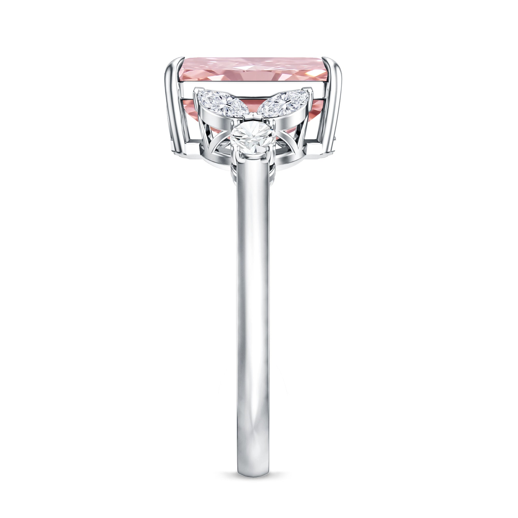 Rosec Jewels-Lab Grown 4 Carat Radiant Cut Pink Diamond Statement Engagement Ring IGI Certified