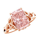 Rosec Jewels-3 Carat Radiant Cut Lab Pink Diamond Celtic Engagement Ring with IGI Certificate