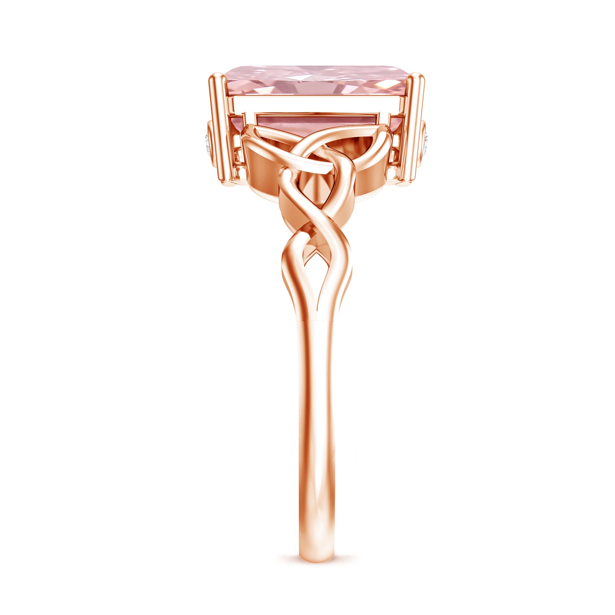 Rosec Jewels-3 Carat Radiant Cut Lab Pink Diamond Celtic Engagement Ring with IGI Certificate