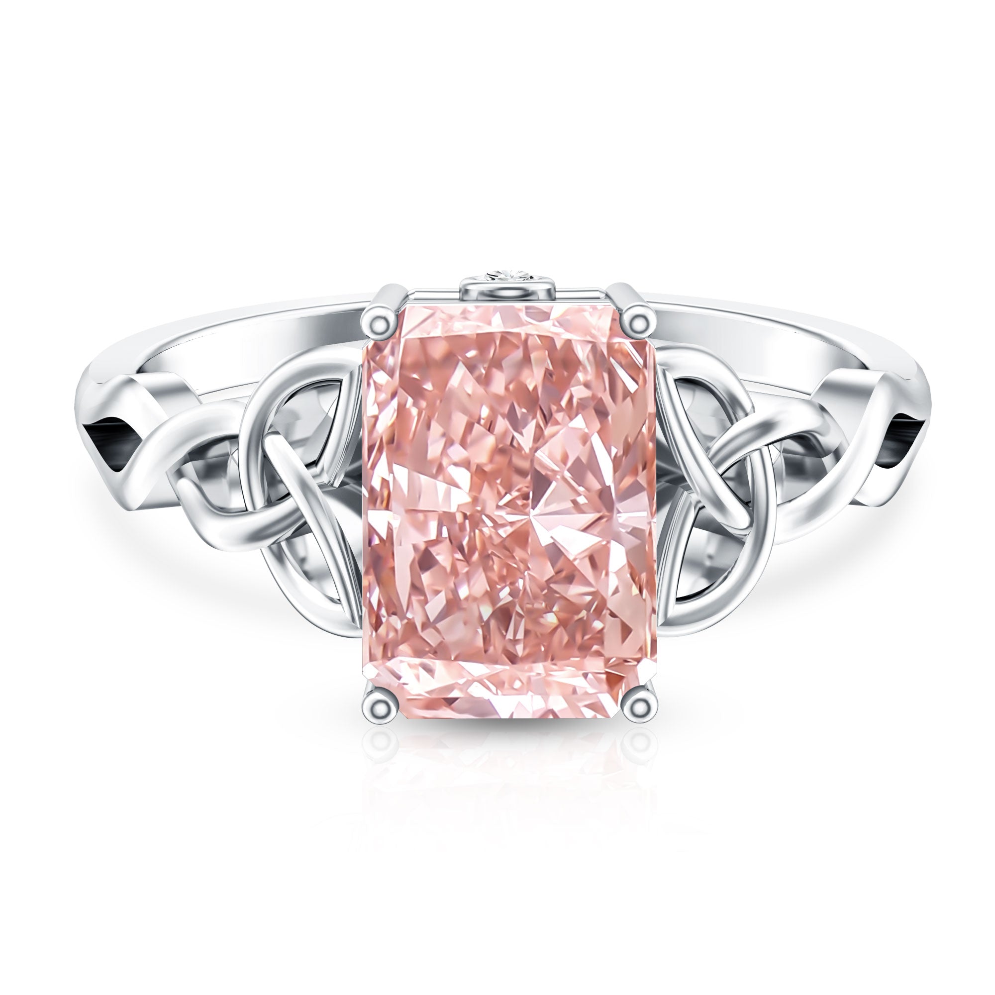 Rosec Jewels-3 Carat Radiant Cut Lab Pink Diamond Celtic Engagement Ring with IGI Certificate