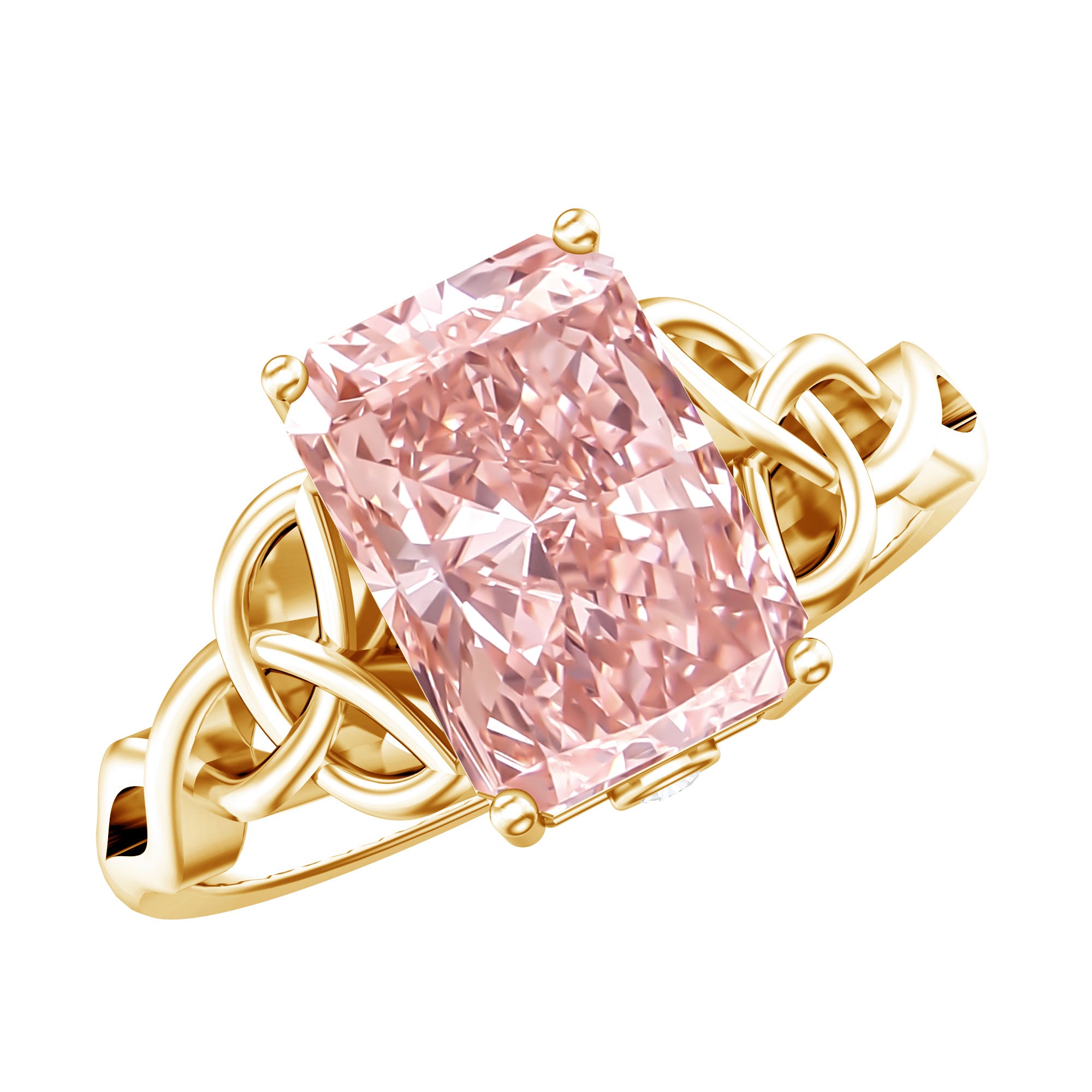 Rosec Jewels-3 Carat Radiant Cut Lab Pink Diamond Celtic Engagement Ring with IGI Certificate
