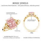 Rosec Jewels-3 Carat Radiant Cut Lab Pink Diamond Celtic Engagement Ring with IGI Certificate