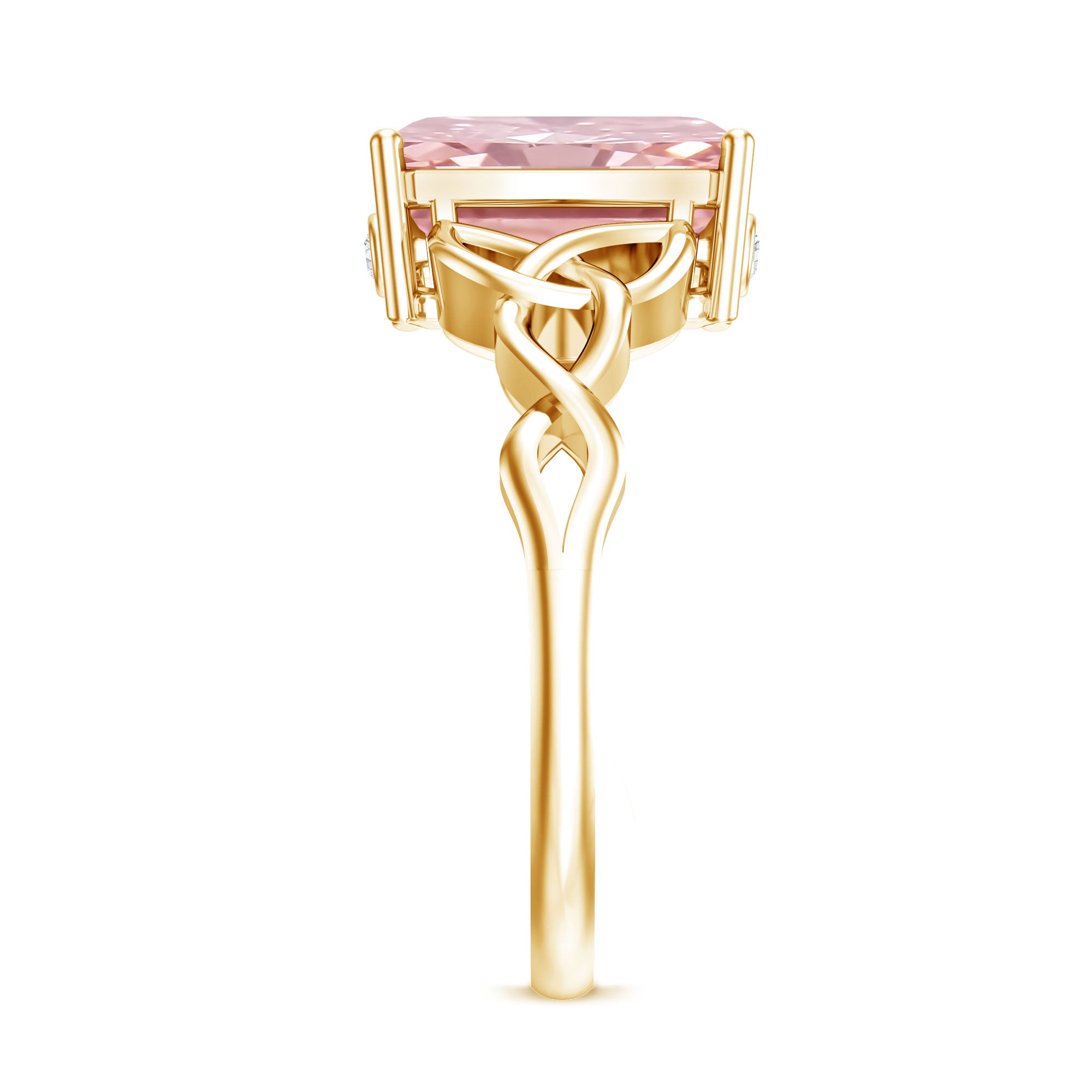 Rosec Jewels-3 Carat Radiant Cut Lab Pink Diamond Celtic Engagement Ring with IGI Certificate