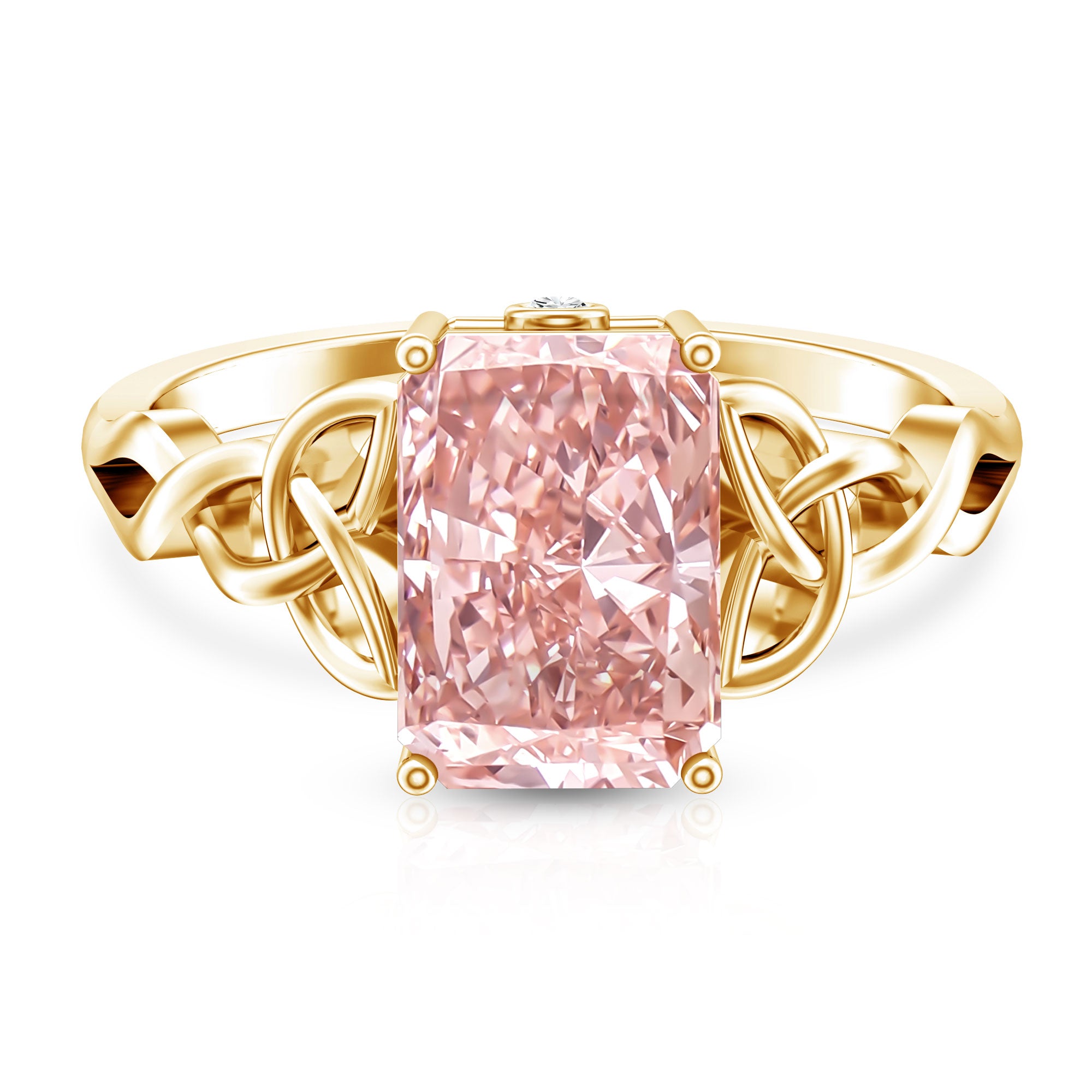 Rosec Jewels-3 Carat Radiant Cut Lab Pink Diamond Celtic Engagement Ring with IGI Certificate