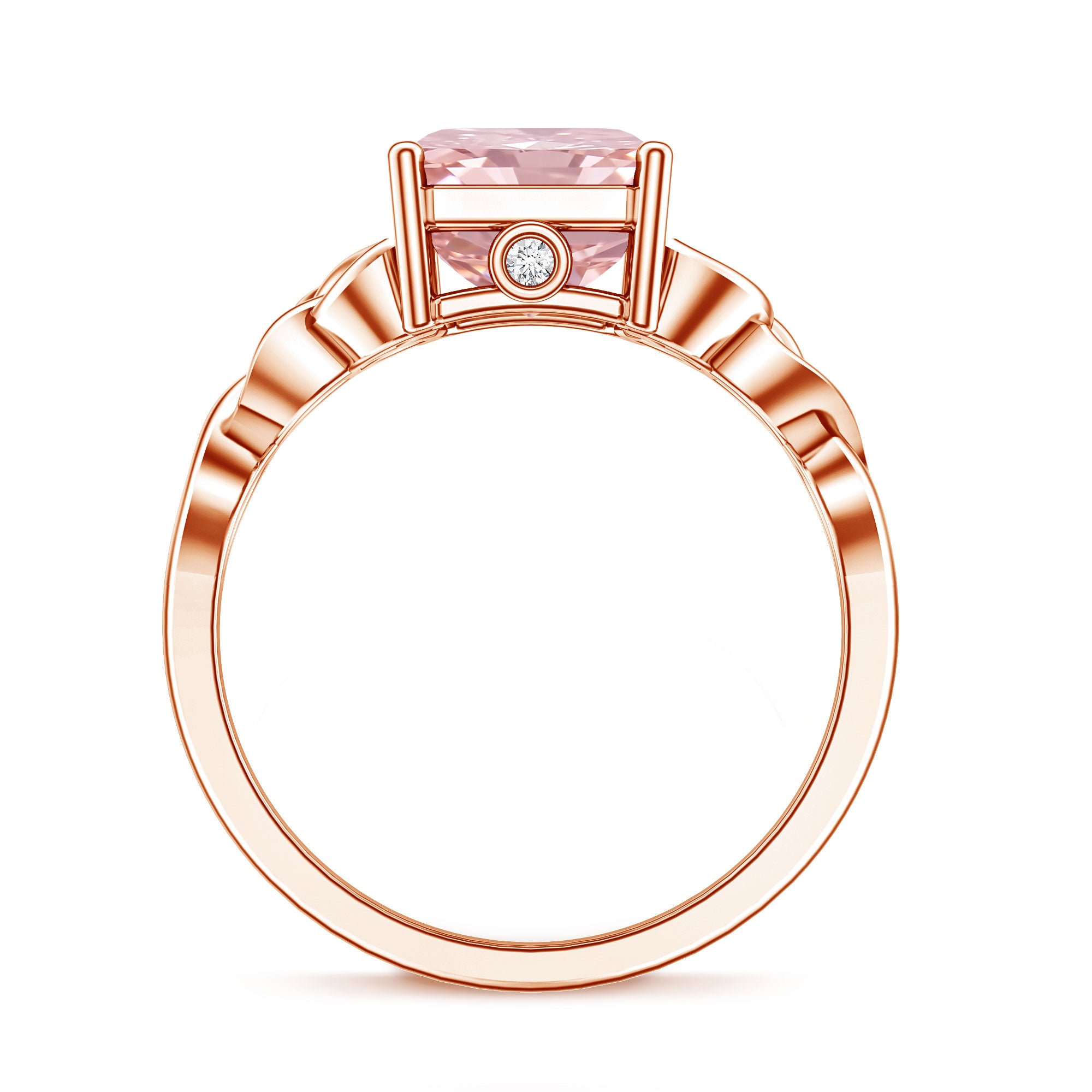 Rosec Jewels-IGI Certified 4 Carat Lab Grown Pink Diamond Radiant Engagement Ring with Celtic Knot