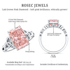 Rosec Jewels-IGI Certified 4 Carat Lab Grown Pink Diamond Radiant Engagement Ring with Celtic Knot