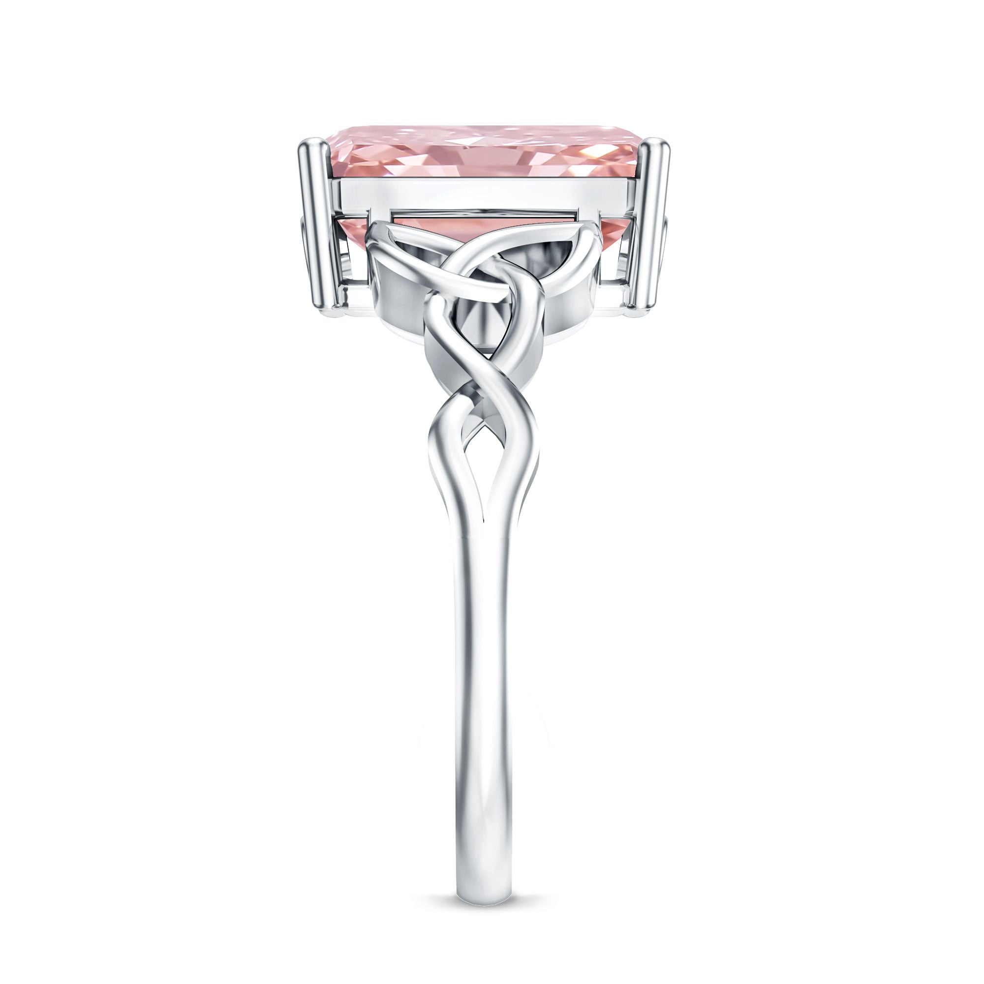 Rosec Jewels-IGI Certified 4 Carat Lab Grown Pink Diamond Radiant Engagement Ring with Celtic Knot