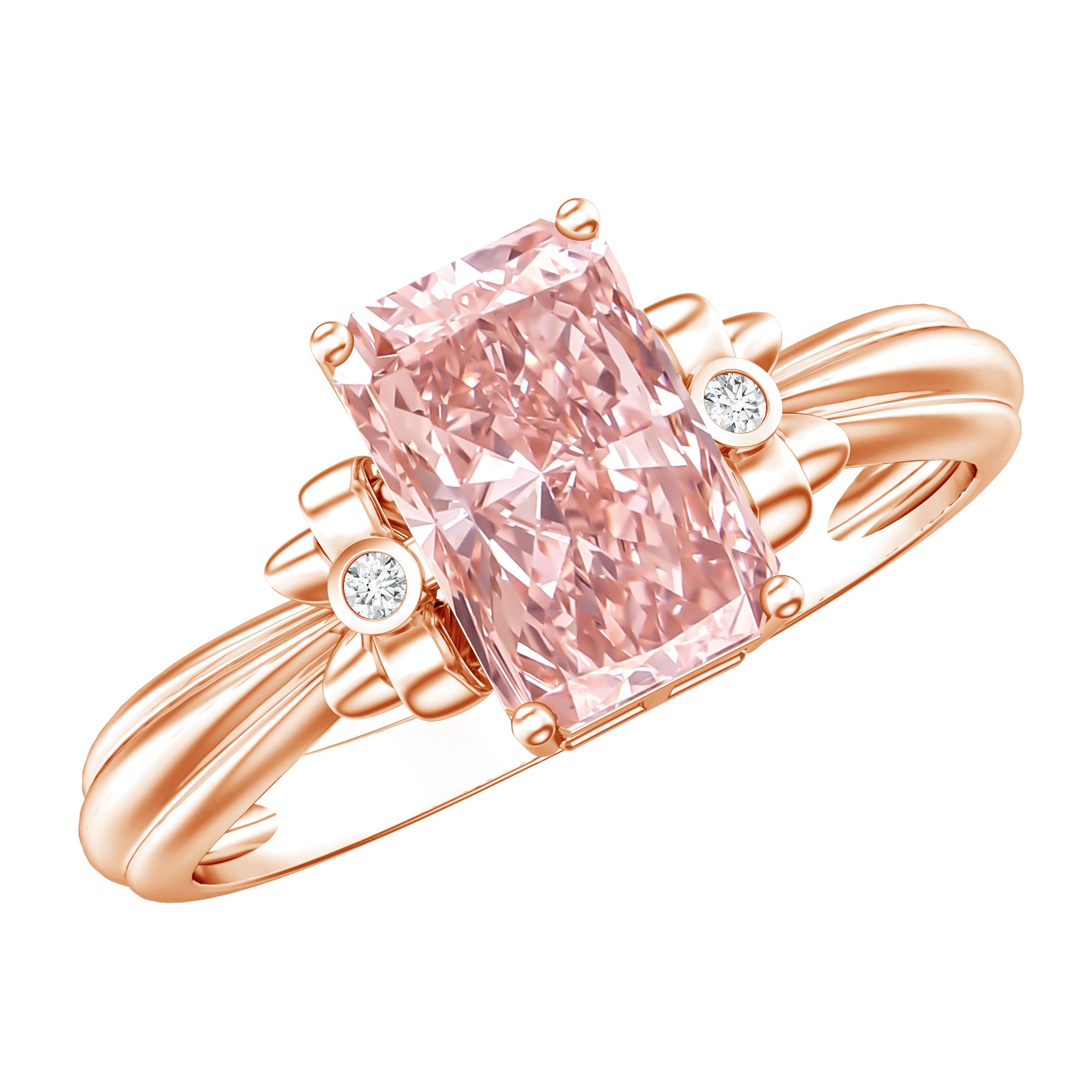 Rosec Jewels-Lab Grown 2 Carat Fancy Pink Diamond Solitaire Engagement Ring IGI Certified