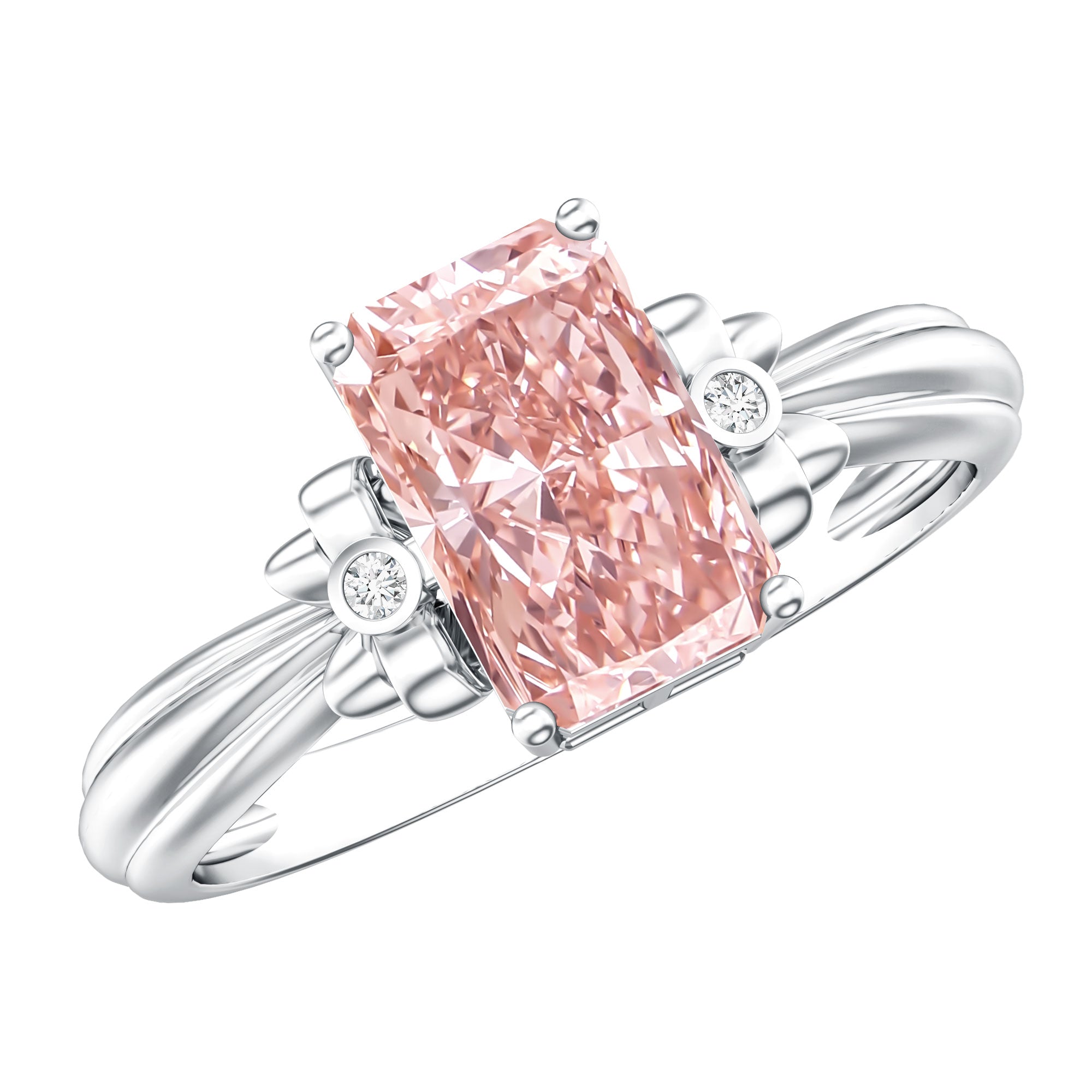 Rosec Jewels-Lab Grown 2 Carat Fancy Pink Diamond Solitaire Engagement Ring IGI Certified