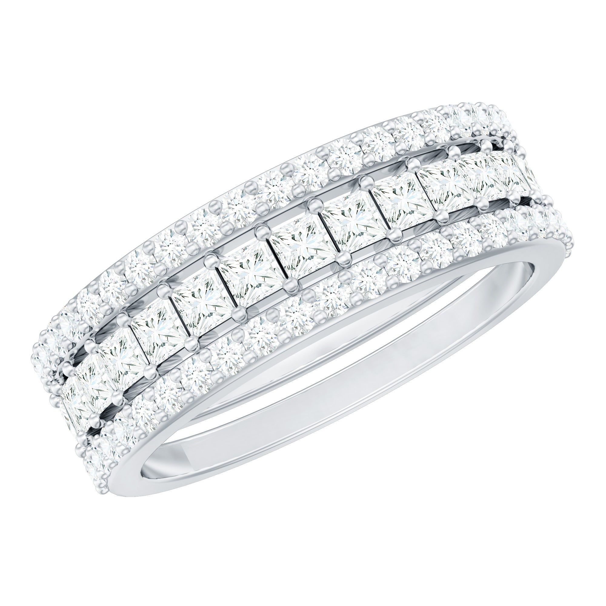 Zircon Stackable Band Ring Set of 3 AAAA - Rosec Jewels