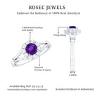 Rosec Jewels-1 CT Amethyst and Diamond Halo Split Shank Ring