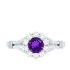 Rosec Jewels-1 CT Amethyst and Diamond Halo Split Shank Ring