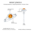 Genuine Citrine Diamond Flower Engagement Ring with Split Shank AAA - Rosec Jewels