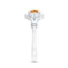 Genuine Citrine Diamond Flower Engagement Ring with Split Shank AAA - Rosec Jewels