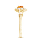 Genuine Citrine Diamond Flower Engagement Ring with Split Shank AAA - Rosec Jewels