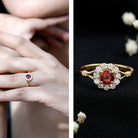 Real Pink Tourmaline and Diamond Engagement Ring in Split Shank AAA - Rosec Jewels