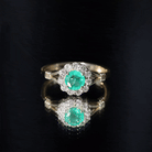 Emerald Nature Inspired Engagement Ring with Diamond Halo AAA - Rosec Jewels