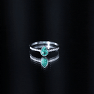 Pear Shaped Emerald Engagement Ring with Diamond Side Stones AAA - Rosec Jewels