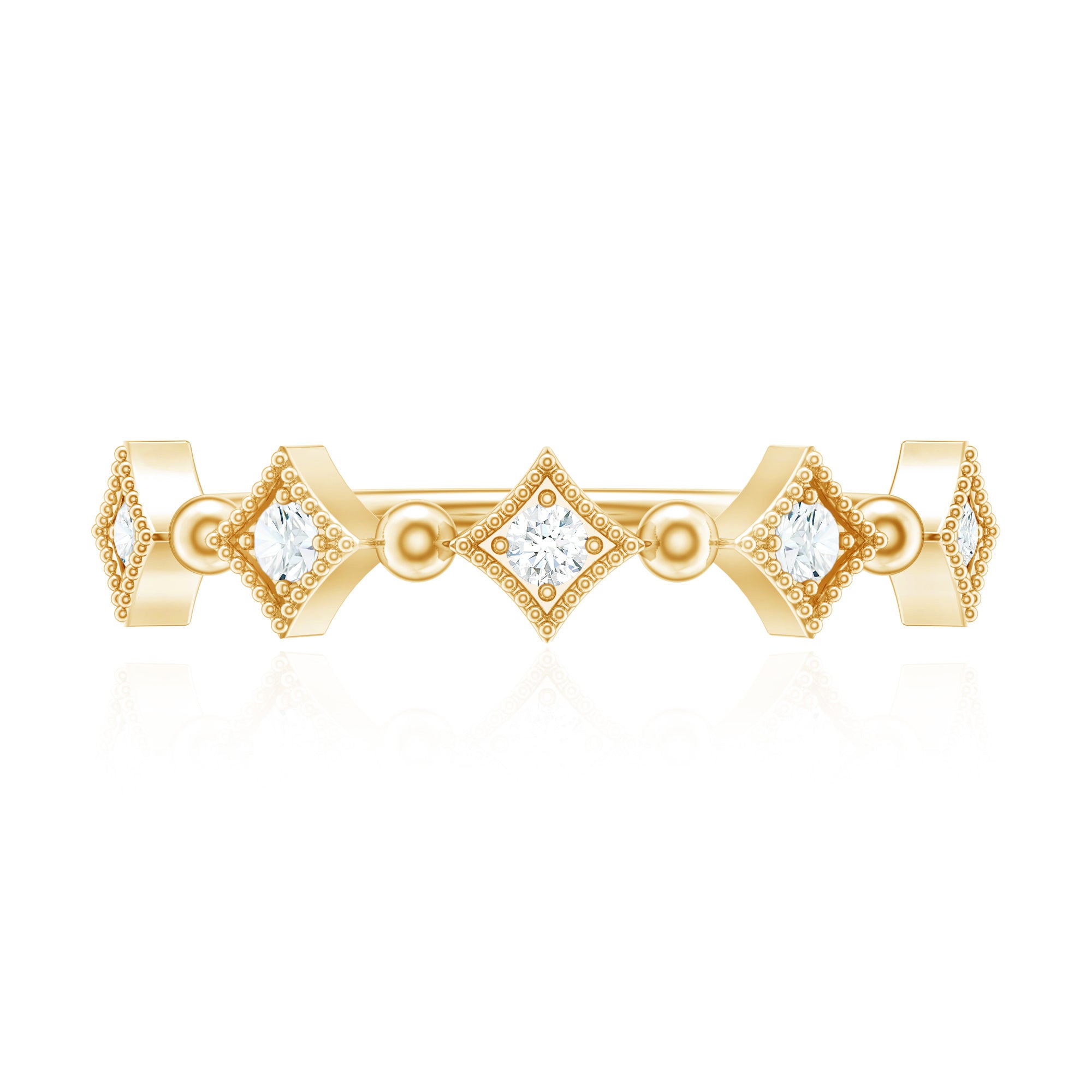 Certified 5 Stone Diamond Dainty Ring Natural - ( HI-SI ) - Rosec Jewels