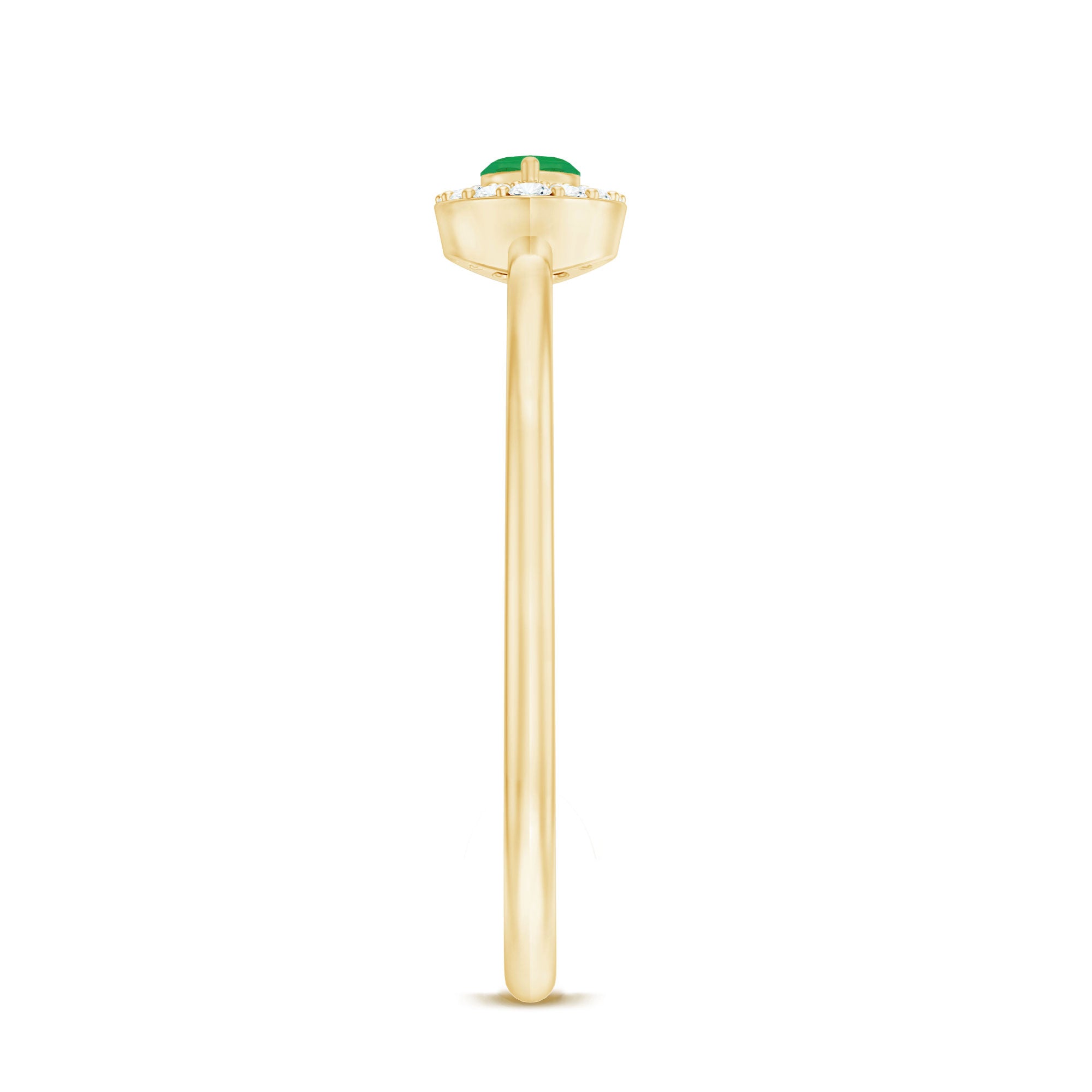 Rosec Jewels-Marquise Emerald East West Promise Ring with Diamond Halo