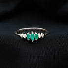 Rosec Jewels-Marquise Emerald and Diamond 3 Stone Anniversary Ring for Women