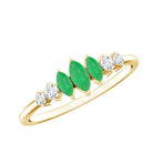 Rosec Jewels-Marquise Emerald and Diamond 3 Stone Anniversary Ring for Women
