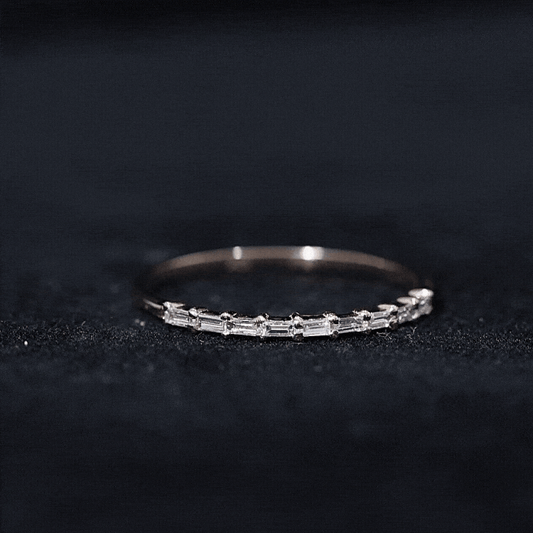 Baguette Diamond East West Stackable Ring Natural - ( HI-SI ) - Rosec Jewels
