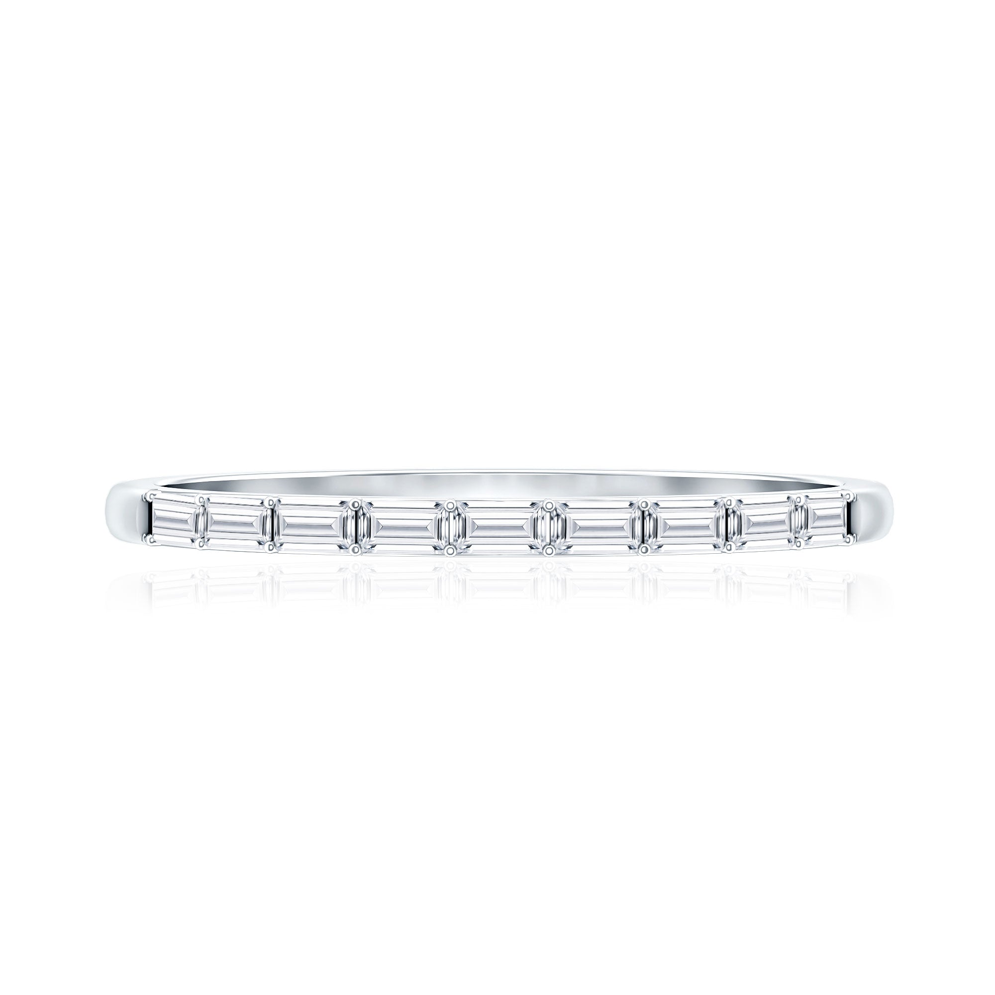 Baguette Diamond East West Stackable Ring Natural - ( HI-SI ) - Rosec Jewels