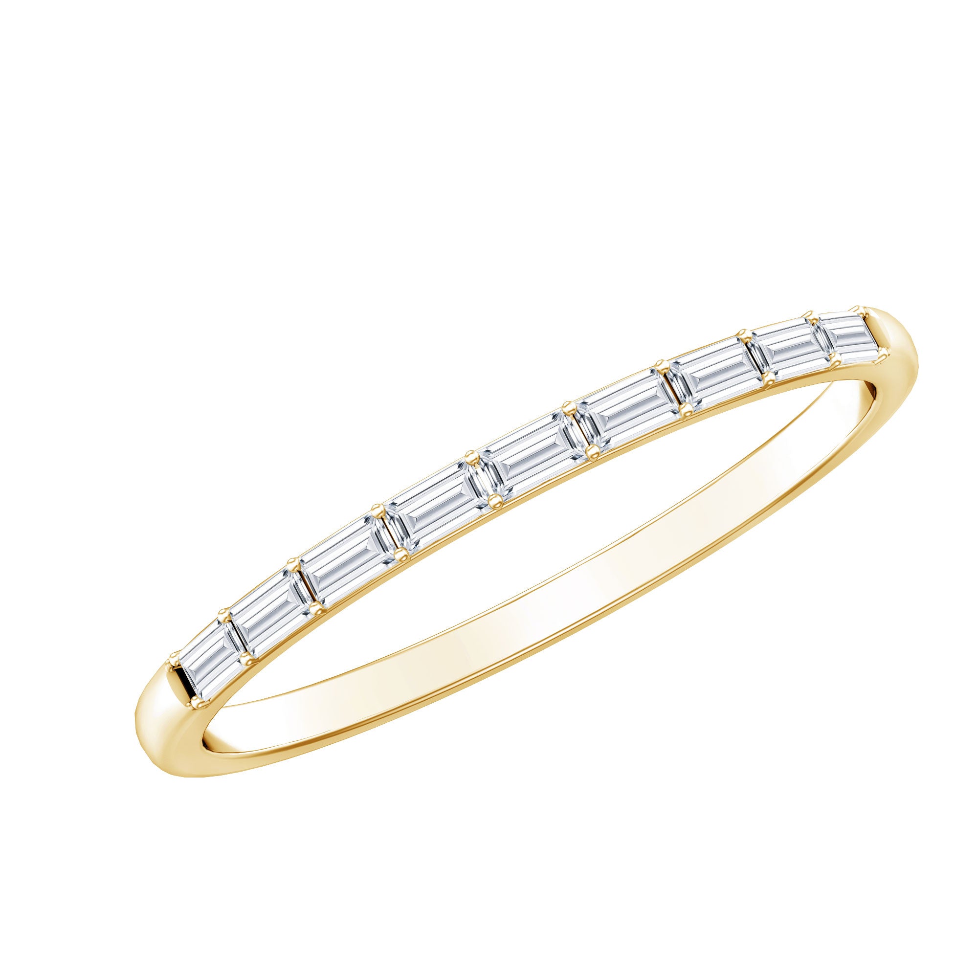 Baguette Diamond East West Stackable Ring Natural - ( HI-SI ) - Rosec Jewels