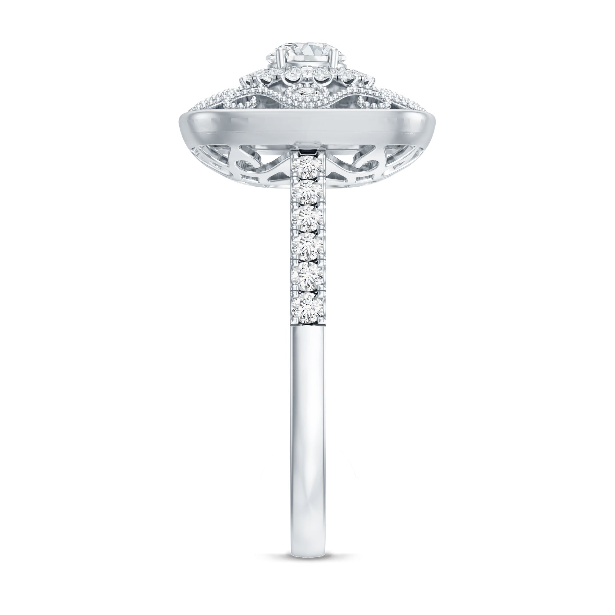 Moissanite Statement Engagement Ring with Milgrain Detailing D-VS1 - Rosec Jewels